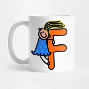 Letter F for girls alphabet Kids Colorful Cartoon Character Mug